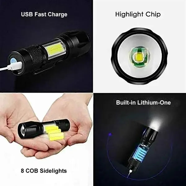 Ultra Bright Mini LED COB Rechargeable Flashlight