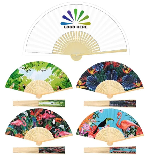 Full Color Folding Bamboo Fan
