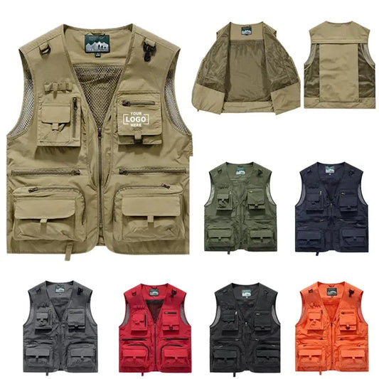 Lightweight Mesh Fabric Zip-Up Vest for Fishing & Outdoor