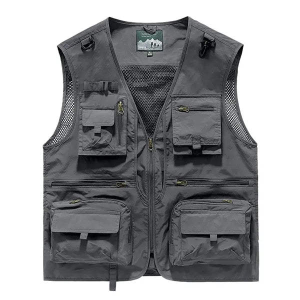 Lightweight Mesh Fabric Zip-Up Vest for Fishing & Outdoor
