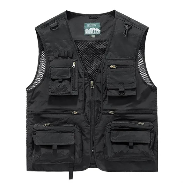 Lightweight Mesh Fabric Zip-Up Vest for Fishing & Outdoor