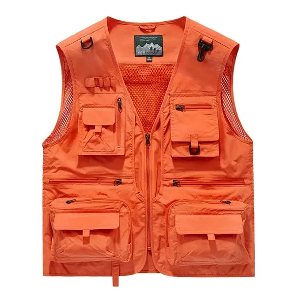 Lightweight Mesh Fabric Zip-Up Vest for Fishing & Outdoor