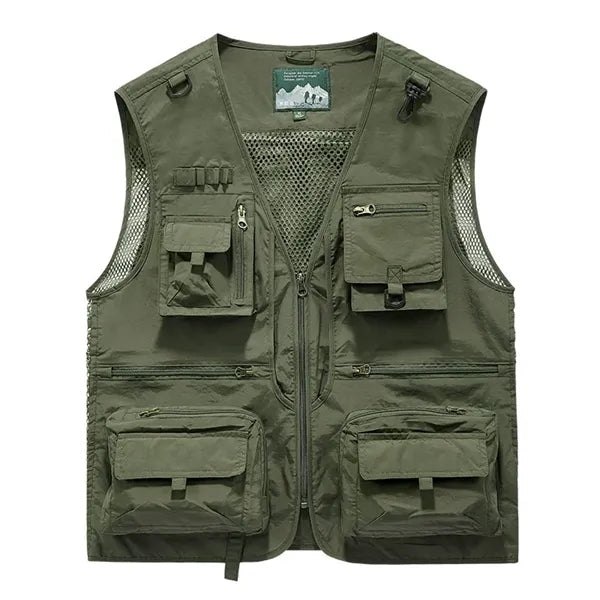 Lightweight Mesh Fabric Zip-Up Vest for Fishing & Outdoor
