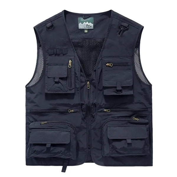Lightweight Mesh Fabric Zip-Up Vest for Fishing & Outdoor