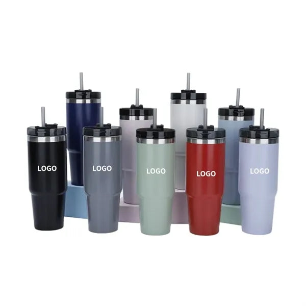 30oz Vacuum Insulated Tumbler Travel Mugs Cups With Straw
