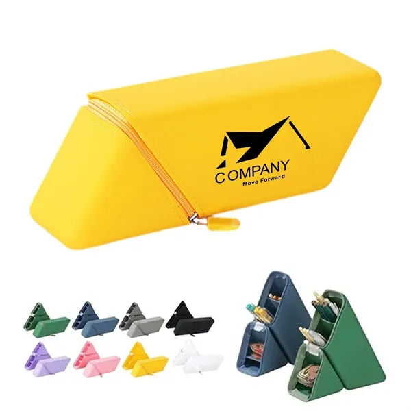 Triangle Silicone Standing Pencil Case for Desk Organization