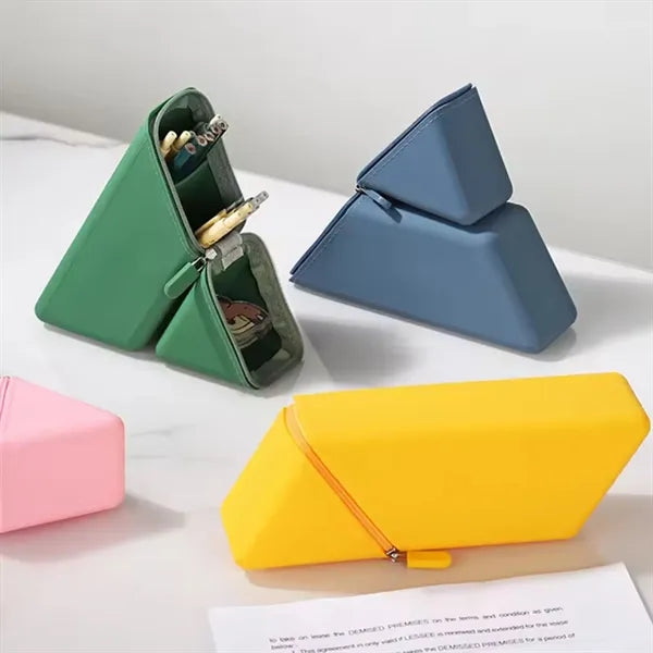 Triangle Silicone Standing Pencil Case for Desk Organization
