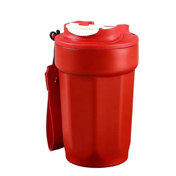 Portable Insulated Coffee Tumbler with Strap
