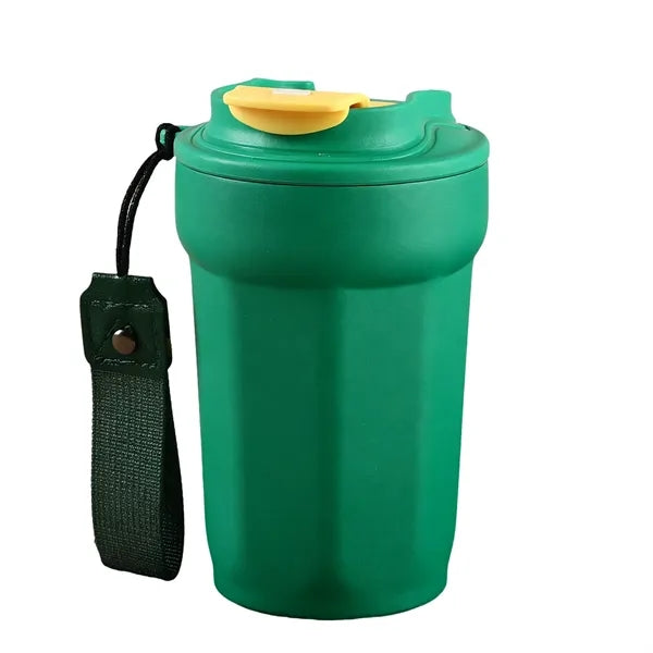 Portable Insulated Coffee Tumbler with Strap