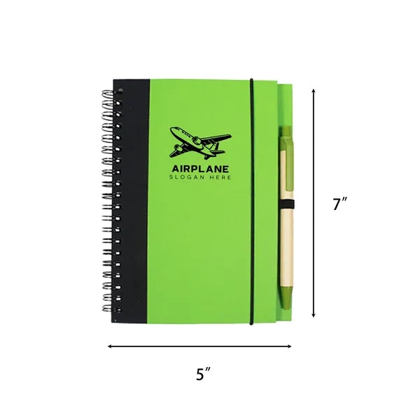 Hardcover Two-Tone Spiral Notebook with Pen
