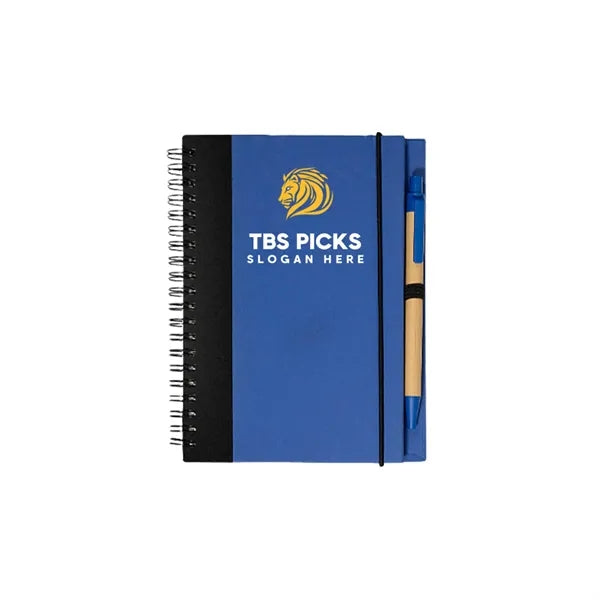 Hardcover Two-Tone Spiral Notebook with Pen