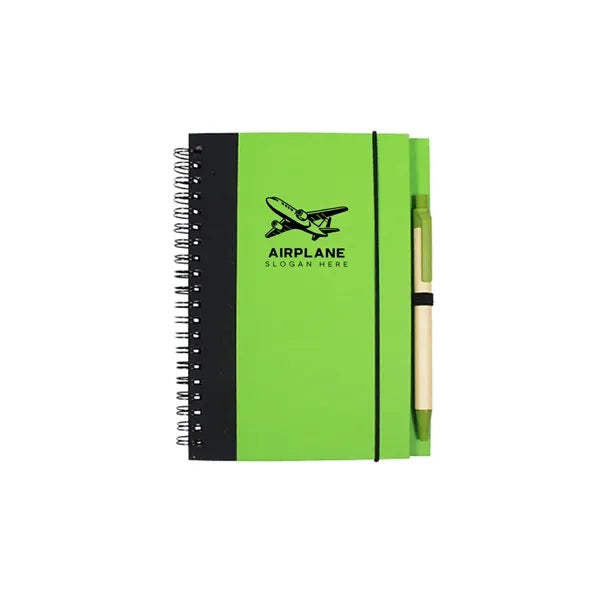 Hardcover Two-Tone Spiral Notebook with Pen