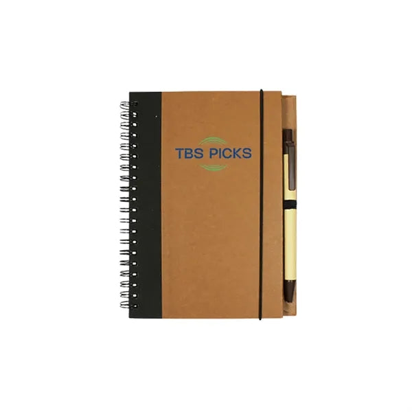 Hardcover Two-Tone Spiral Notebook with Pen