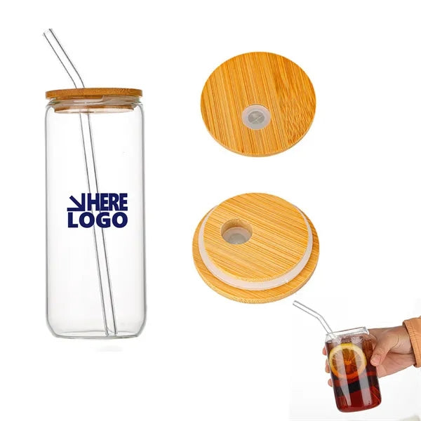 Glass Cup With Lid And Straw