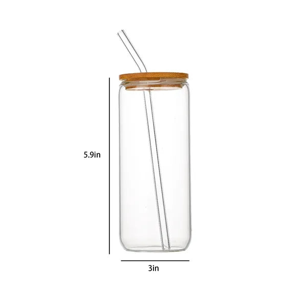 Glass Cup With Lid And Straw