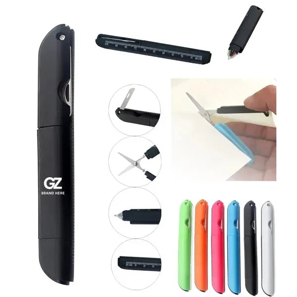 Multifunction Ballpoint Pen with Foldable Scissors