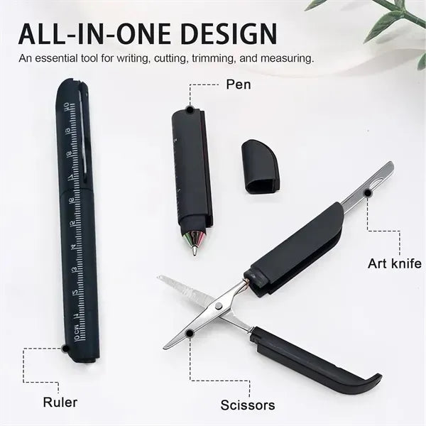 Multifunction Ballpoint Pen with Foldable Scissors