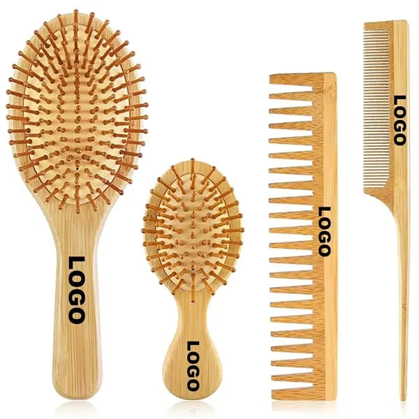 Natural Bamboo Hair Brush Set (4PCS)