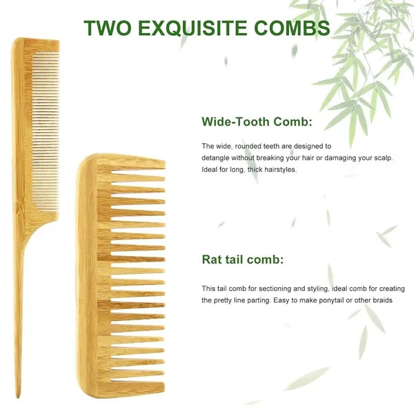 Natural Bamboo Hair Brush Set (4PCS)