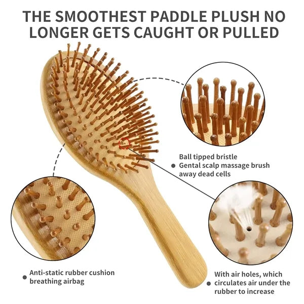 Natural Bamboo Hair Brush Set (4PCS)