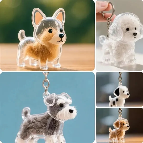 Dog Hair Keychain Pet Fur Keepsake Refillable with Key Ring