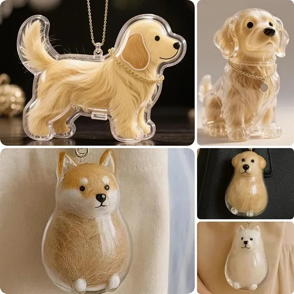 Dog Hair Keychain Pet Fur Keepsake Refillable with Key Ring