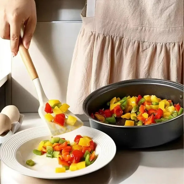 Silicone Cooking Utensil Sets Wooden Handle Ladles