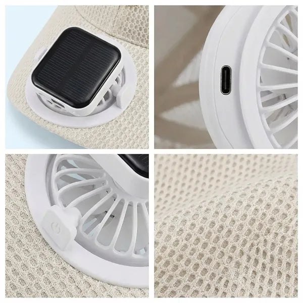 Outdoor Solar Fan Sun Hat Breathable Mesh