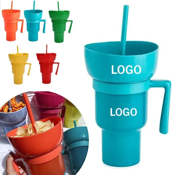 Handle Straw Cup with Snack Lid