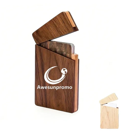 Black Walnut Wood Magnetic Business Card Holder