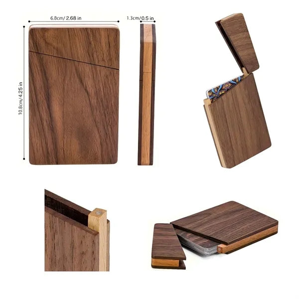 Black Walnut Wood Magnetic Business Card Holder