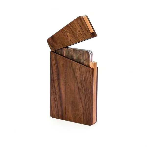 Black Walnut Wood Magnetic Business Card Holder