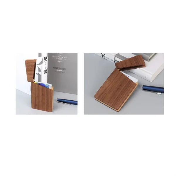 Black Walnut Wood Magnetic Business Card Holder