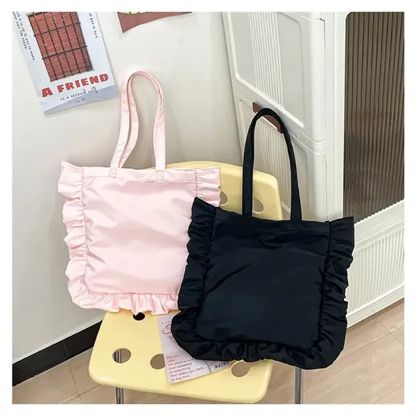 Vintage Women Tote Bags French Style Ruffles