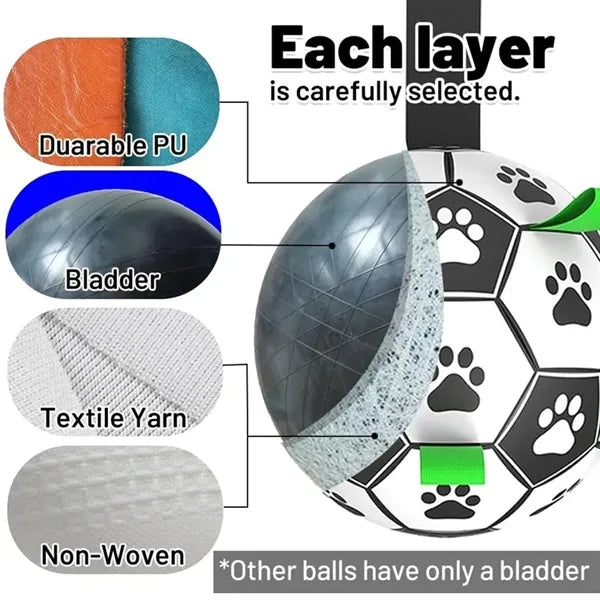 World Cup Dog Toy Soccer Ball with Strap Durable