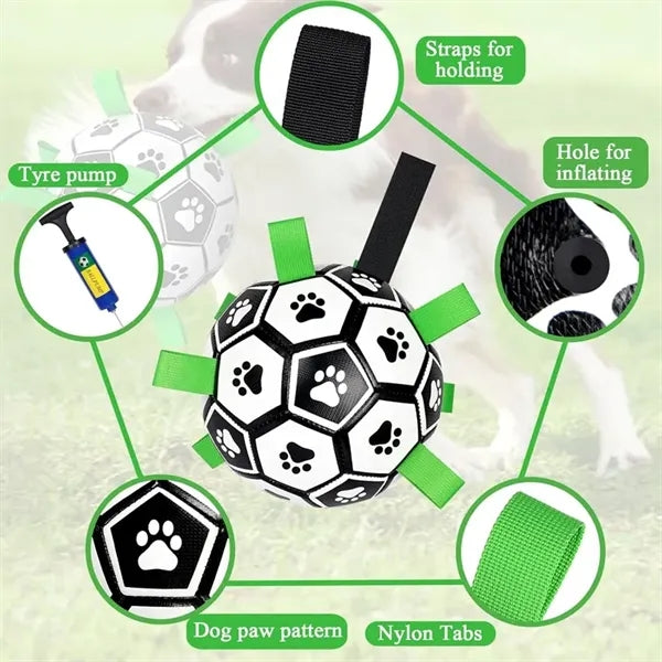 World Cup Dog Toy Soccer Ball with Strap Durable