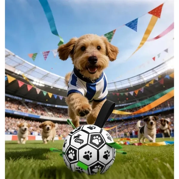 World Cup Dog Toy Soccer Ball with Strap Durable