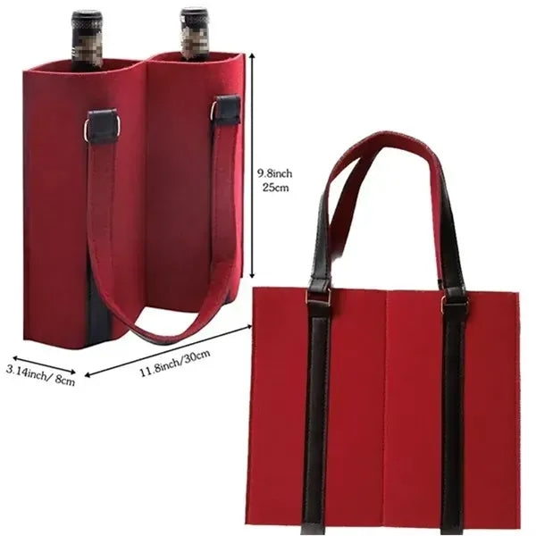 Felt Wine Tote Bag For 2 Bottles