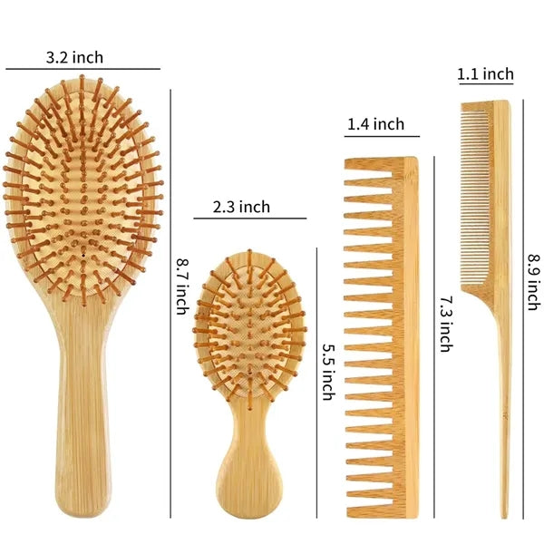 Eco-Friendly Wood Hair Comb Set (4PCS)