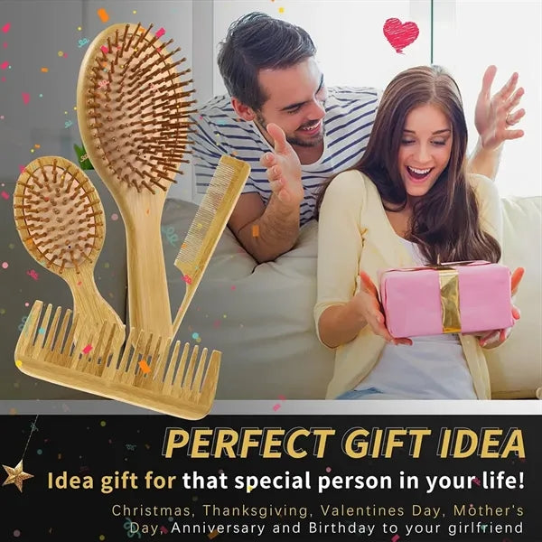 Eco-Friendly Wood Hair Comb Set (4PCS)