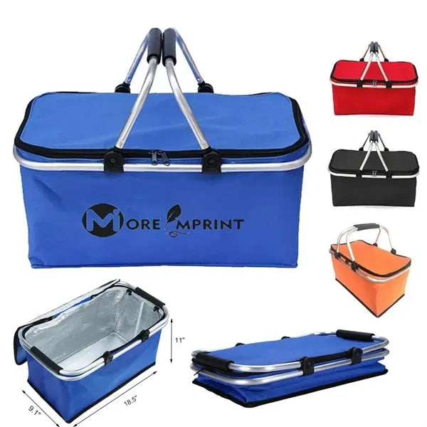 Insulated Picnic Basket Foldable Cooler Bag with Alum Frame