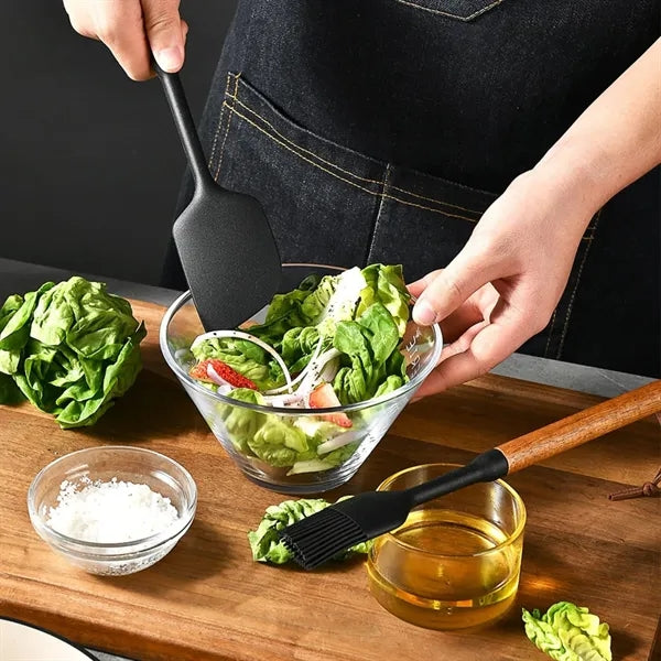 Premium Silicone Kitchen Utensil Set With Wood Kit