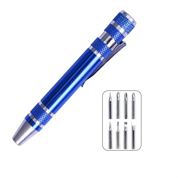8-In-1 Aluminum Pen Style Multi-Tool Kit
