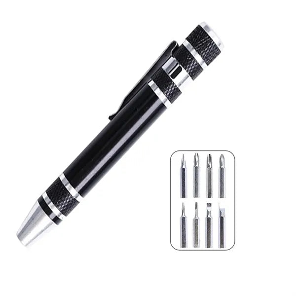 8-In-1 Aluminum Pen Style Multi-Tool Kit