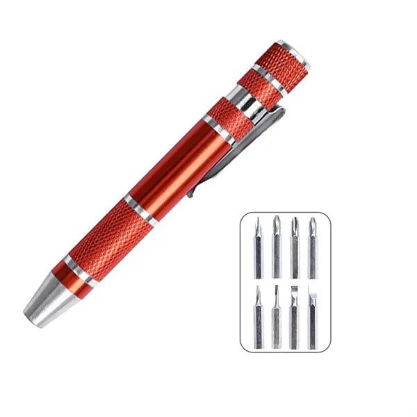 8-In-1 Aluminum Pen Style Multi-Tool Kit