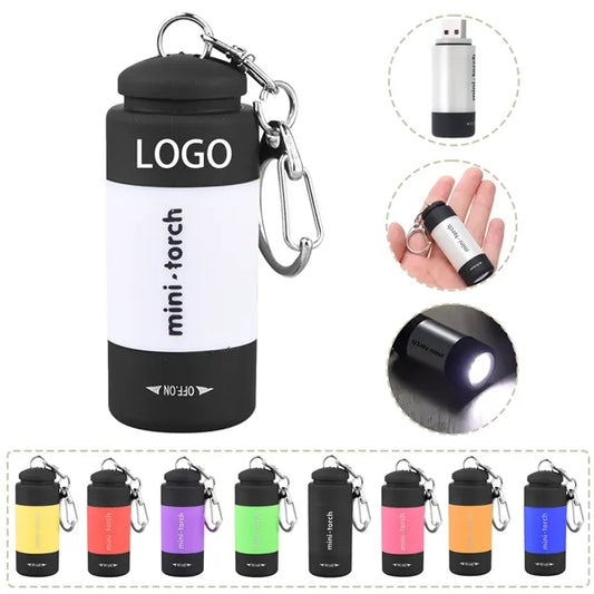 Mini USB Rechargeable Keychain LED Flashlight Pocket Torch