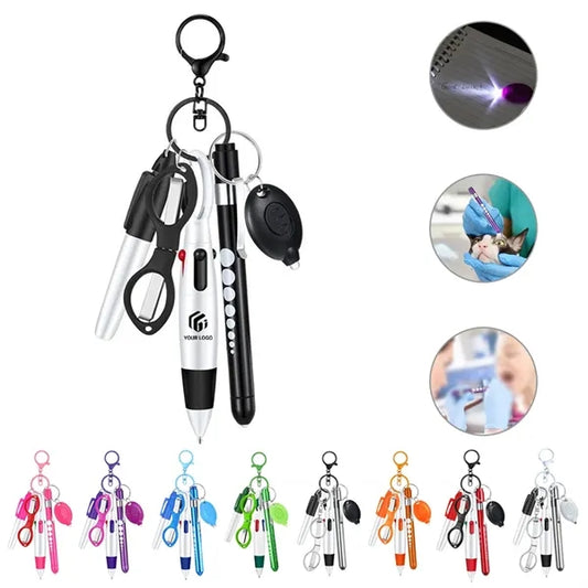 6 pcs nurse pen set with LED flashlight scissors markers