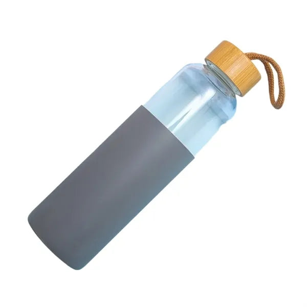 18oz Glass Bottles W/Bamboo Lid Silicone Sleeve