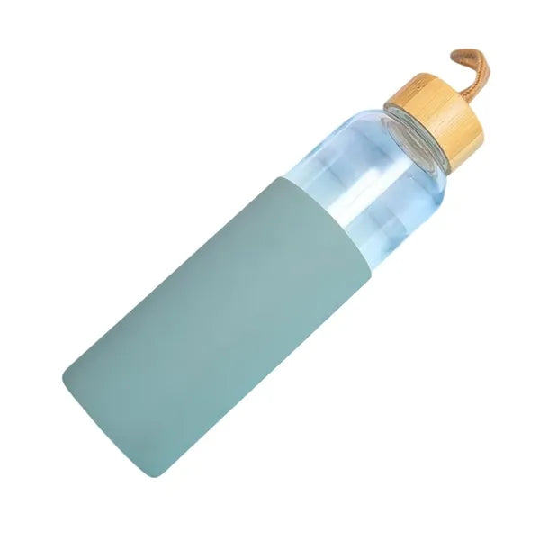 18oz Glass Bottles W/Bamboo Lid Silicone Sleeve