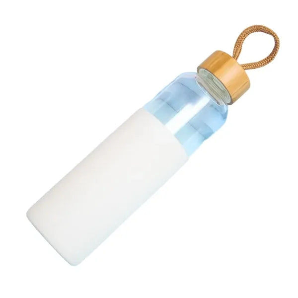 18oz Glass Bottles W/Bamboo Lid Silicone Sleeve